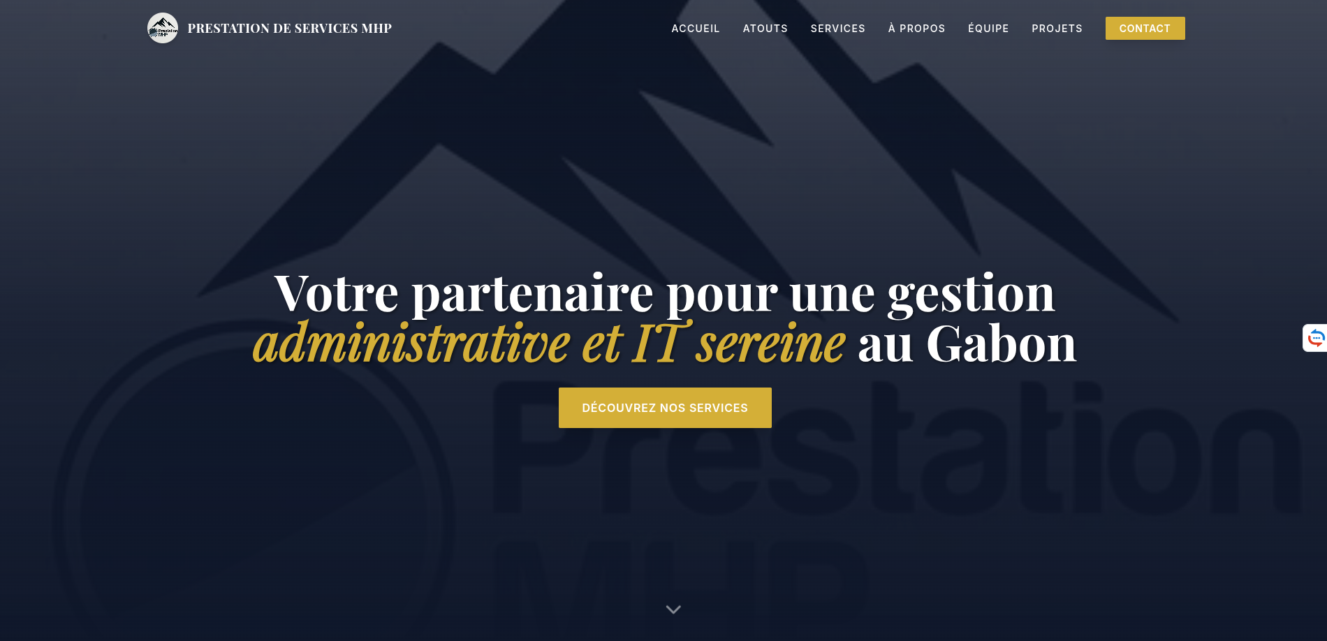 Aperçu du site institutionnel de Prestation de Services MHP